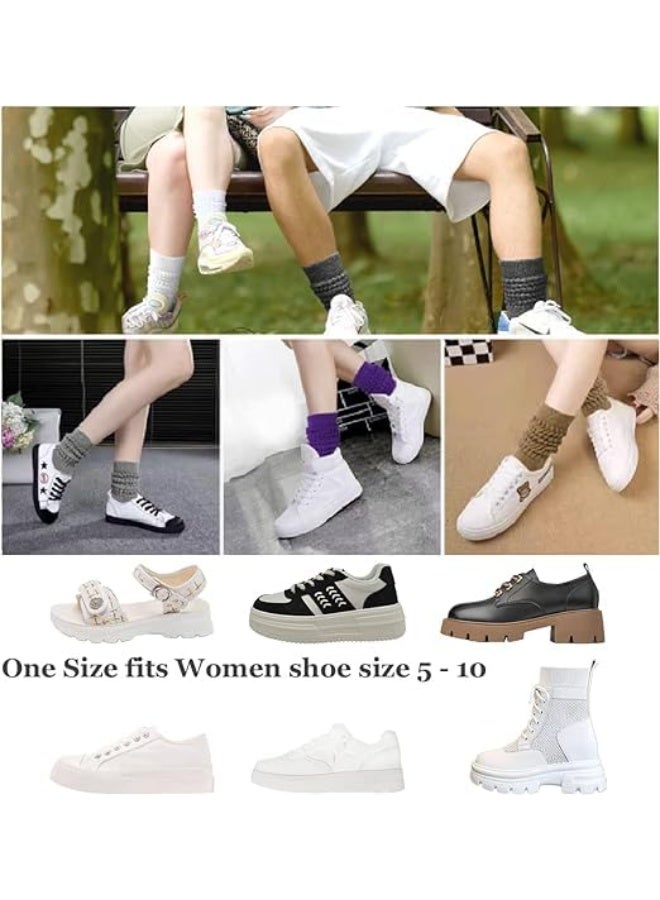 3 Pairs Women’s Slouch Socks, Extra Long Cotton Knit Knee High Boot Socks, Soft Thick Stacked Socks for Women, Size 5-10, White - Image 4