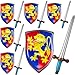 Poen 50 Pcs Inflatable Sword and Shield Knight Party Favors Set Blow up Medieval Sword Shield for Prince Party Favors Decorations Cosplay Accessories Lion - Image 2