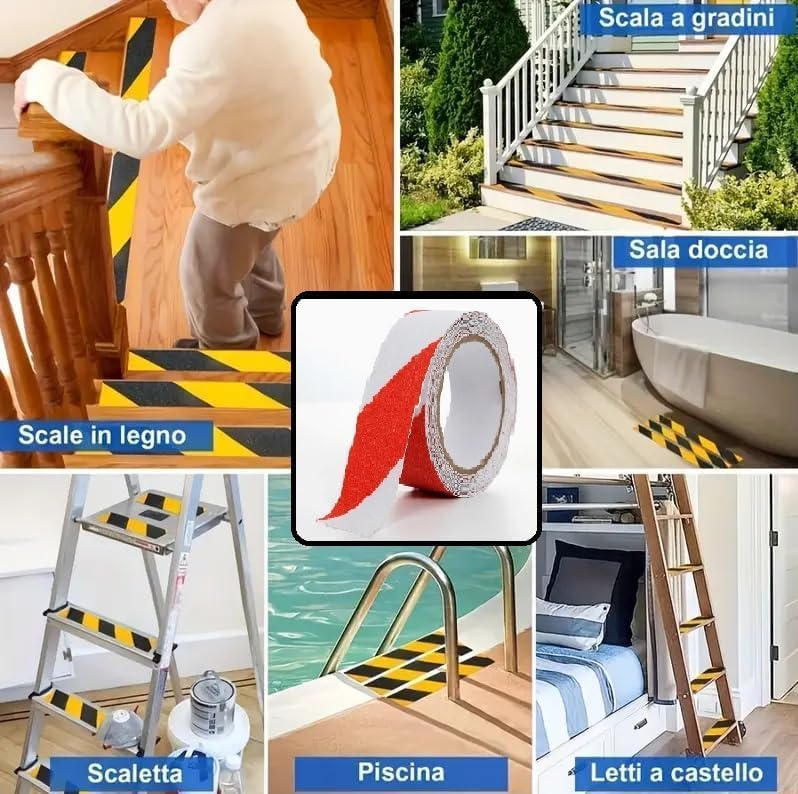 Heavy Duty Anti-Slip Tape for Stairs, 2" Width, 5M Length, Red and Black - Image 5