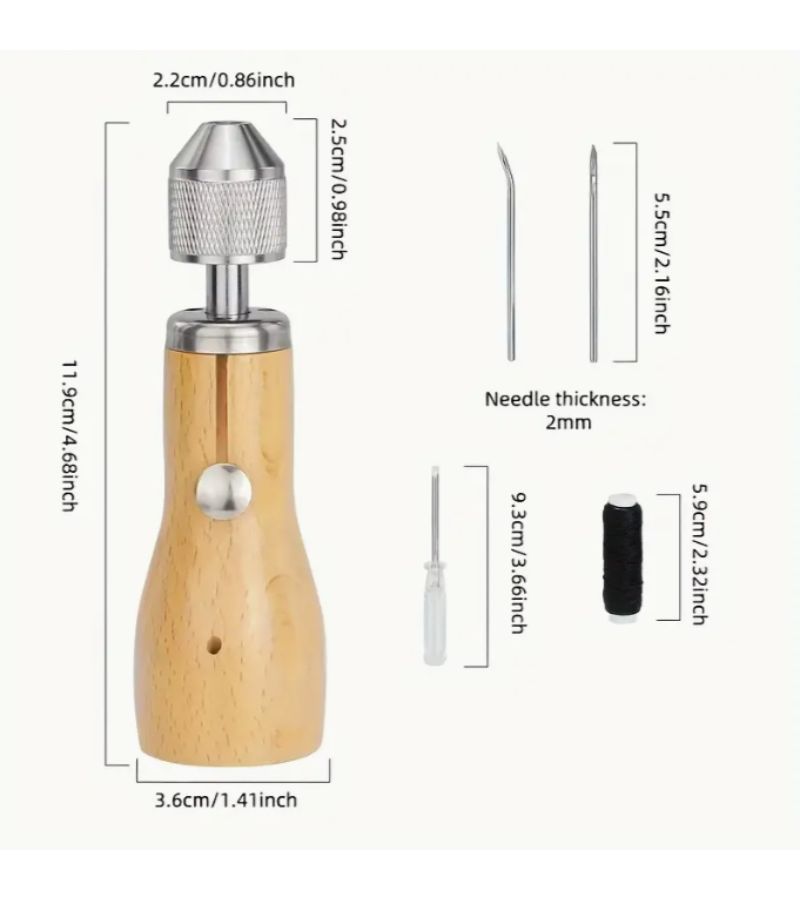 Wooden Hand Sewing Device 1 Set For Leather Craft Stitching And Carving Tool - Image 3