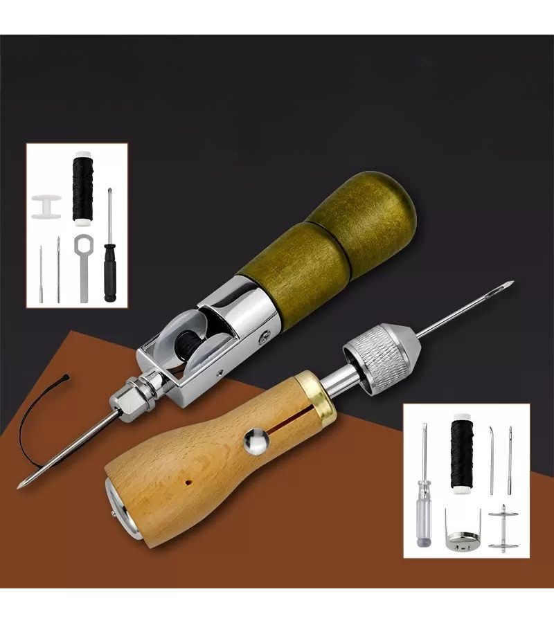 Wooden Hand Sewing Device 1 Set For Leather Craft Stitching And Carving Tool - Image 5