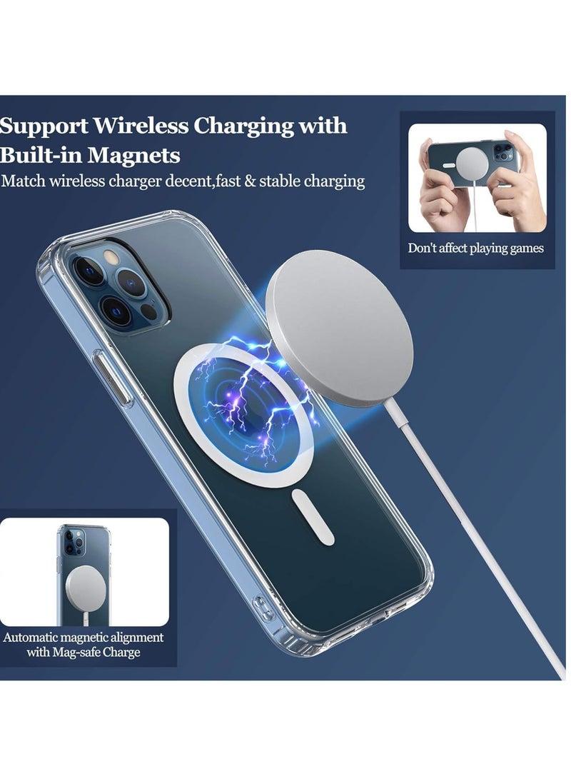 Case For iPhone 15 Plus Clear Magnetic Cover MagSafe Compatible - Hybrid Protective Crystal Clear Hard Back Case - Shockproof Silicone Frame - Slim Transparent Case for Apple iPhone 15 Plus - Image 3