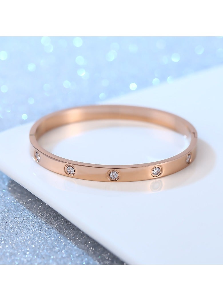 Kenzs Fashion Couple Ten Diamond Titanium Steel Bracelet