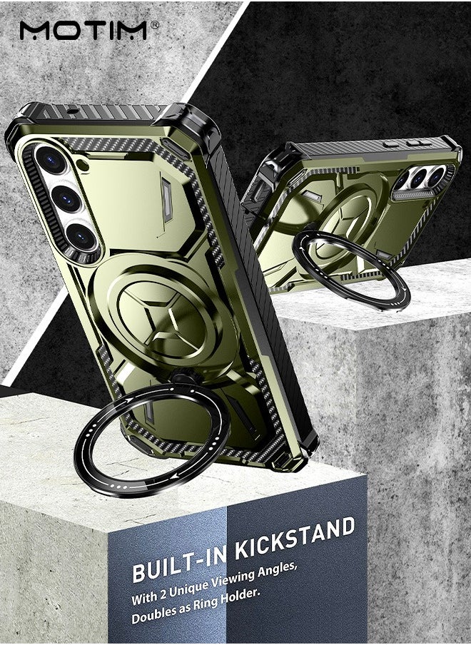 Motim - Samsung Galaxy S23 Case with 360° Rotatable Magnetic Ring Stand, Armor Design Protection, Heavy Duty Protective Built In Kickstand, Support Magnetic Charging - Image 1