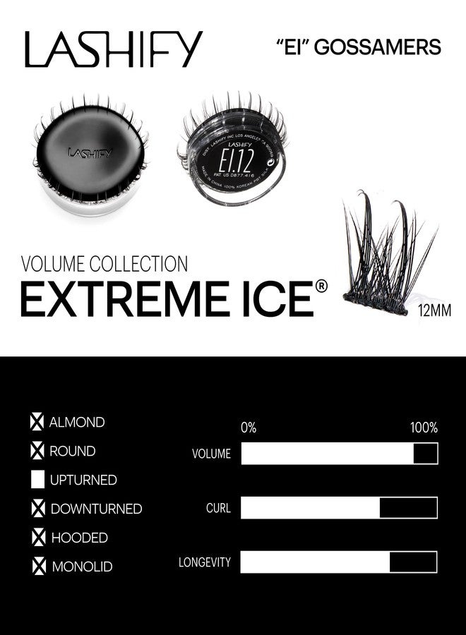 Lashify Extreme Ice 12mm Gossamer DIY Eyelash Extensions Refill, the First Ever Dual-Fibered Lash that Features Both Thin and Thick Fibers, Black, Easy False Lashes - Image 3