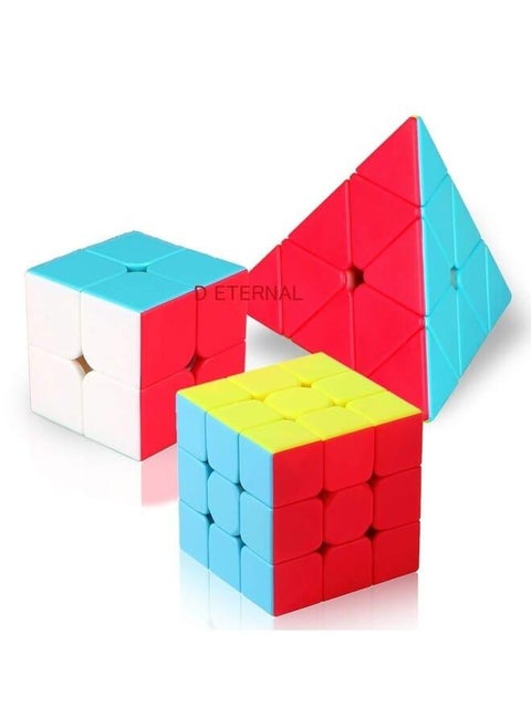 D ETERNAL MoYu Speed Cube Combo Set of 2X2 3x3 and Pyraminx Pyramid Triangle High Speed Stickerless Cube ((2x2+3x3+Triangle) Cube)