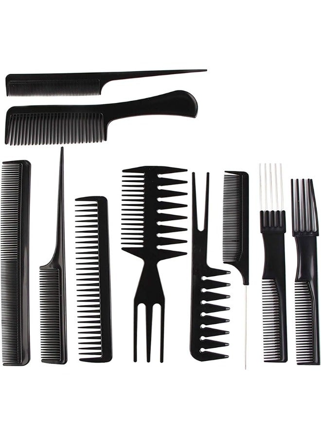AMYTIS GARDEN 10 Pieces Saloon Hairdressing Comb Unisex (Black) - Image 1