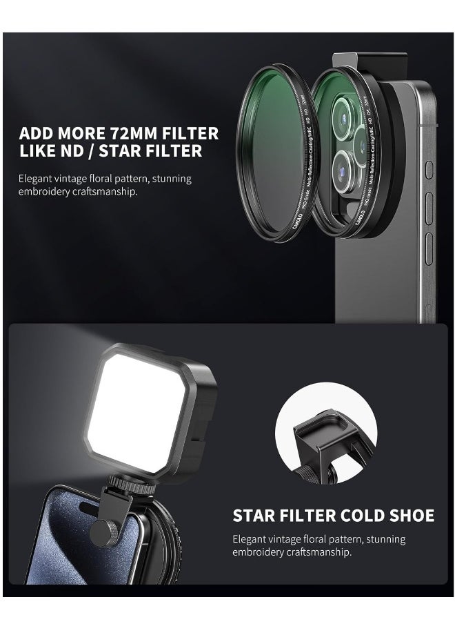 Generic CPL Filter for Phone, 72mm Camera Polarized Lens Filter Universal with Metal Cold Shoe Phone Clip for iPhone 15 14 13 12 11 X XS PLUS PRO Max for Samsung Galaxy for Motorola  - Image 4