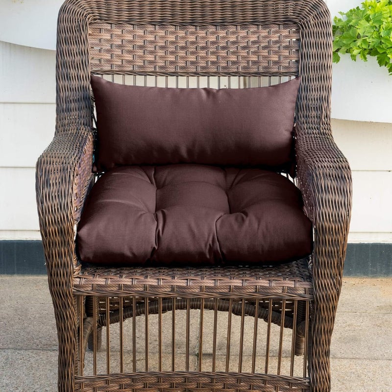 QILLOWAY Outdoor Patio Wicker Seat Cushions Group Loveseat/Two U-Shape/Two Lumbar Pillows for Patio Furniture,Wicker Loveseat,Bench,Porch,All Weather, Settee of 5 (Coffee/Brown/Chocolate) - Image 4
