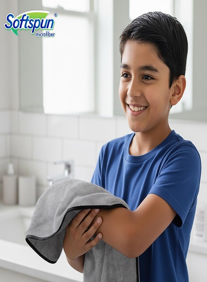 SOFTSPUN Microfiber Baby Hand & Face Towel 2 Pcs 280 GSM 40X60 Light Grey | Super Soft & Silky for Hand, Face, Body - Hypoallergenic Sensitive Skin Wipes & Washcloths - Image 3