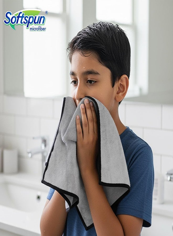 SOFTSPUN Microfiber Baby Hand & Face Towel 2 Pcs 280 GSM 40X60 Light Grey | Super Soft & Silky for Hand, Face, Body - Hypoallergenic Sensitive Skin Wipes & Washcloths - Image 5