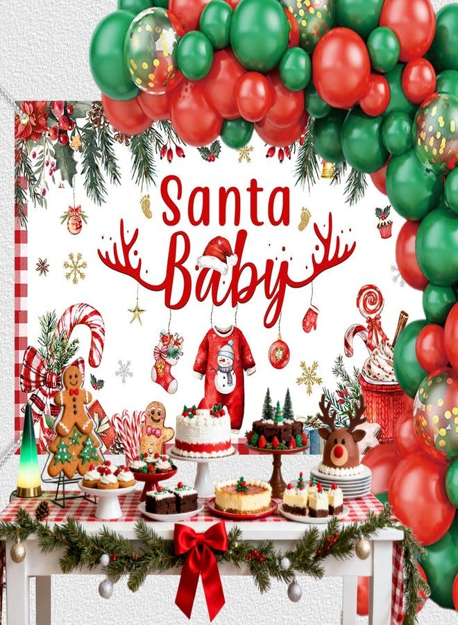 موكسيكا خلفية حفل استقبال المولود الجديد من موكسيكا، لافتة خلفية حمراء لعيد الميلاد، صورة سانتا كلوز، مستلزمات ديكورات حفلات استقبال المولود الجديد في بلاد العجائب الشتوية، 70.8 × 43.3 بوصة - Image 2