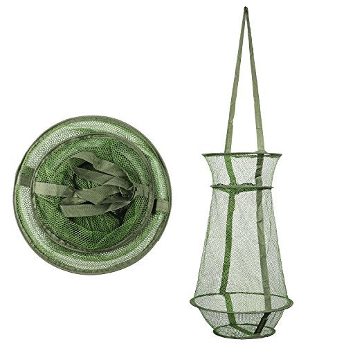 Mouhike Fishing Net Mesh Fish Trap Collapsible Fish Cage/Fishing Keep Net/Fishing Basket for Keeping Lures Crayfish Crab Fishes Smelt Minnows Shrimps Lobsters, Foldable Nylon Green Fishing Net - Image 1