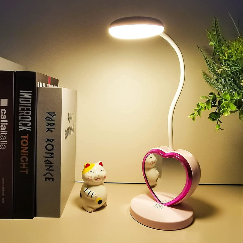 Kresal Rechargeable LED Desk Lamp with USB Charging Port Pen Holder Eye Caring Dimmable Table Lamp with 2 Color Modes Multifunctional Small Desk Light 360Flexible for Kids Girls Teens - Image 1
