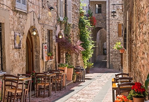 Leyiyi 8x6ft Photography Background Italian Wedding Backdrop European Travel Downtown Street Caffee Vintage Buildings Sunshine Honeymoon Summer Graduation Vacation Photo Portrait Vinyl Studio Prop - Image 4