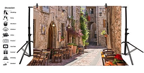 Leyiyi 8x6ft Photography Background Italian Wedding Backdrop European Travel Downtown Street Caffee Vintage Buildings Sunshine Honeymoon Summer Graduation Vacation Photo Portrait Vinyl Studio Prop - Image 2