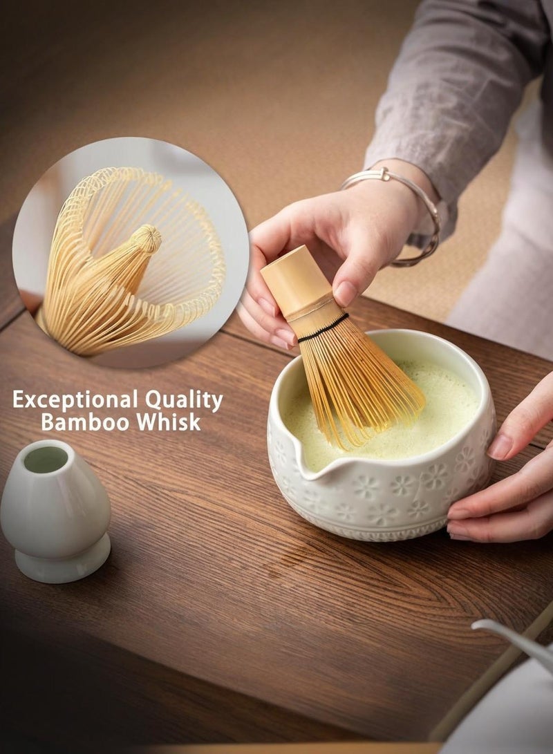 XiuWoo 7Pcs Matcha Green Tea Whisk Set, Matcha Kit with Matcha Bowl (with Pouring Spout), Matcha Whisk, Whisk Holder, Strainer - Elegant Matcha Set for Gifting and Personal Use, Gift Box Packaging  - Image 2