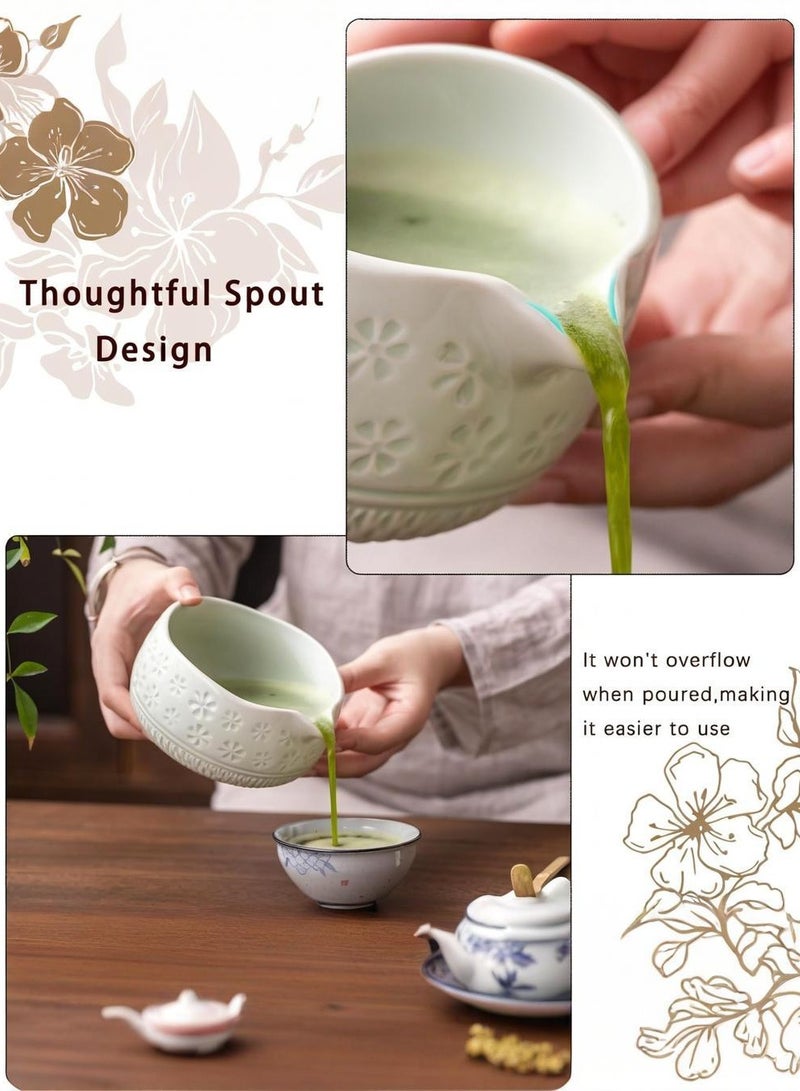 XiuWoo 7Pcs Matcha Green Tea Whisk Set, Matcha Kit with Matcha Bowl (with Pouring Spout), Matcha Whisk, Whisk Holder, Strainer - Elegant Matcha Set for Gifting and Personal Use, Gift Box Packaging  - Image 3