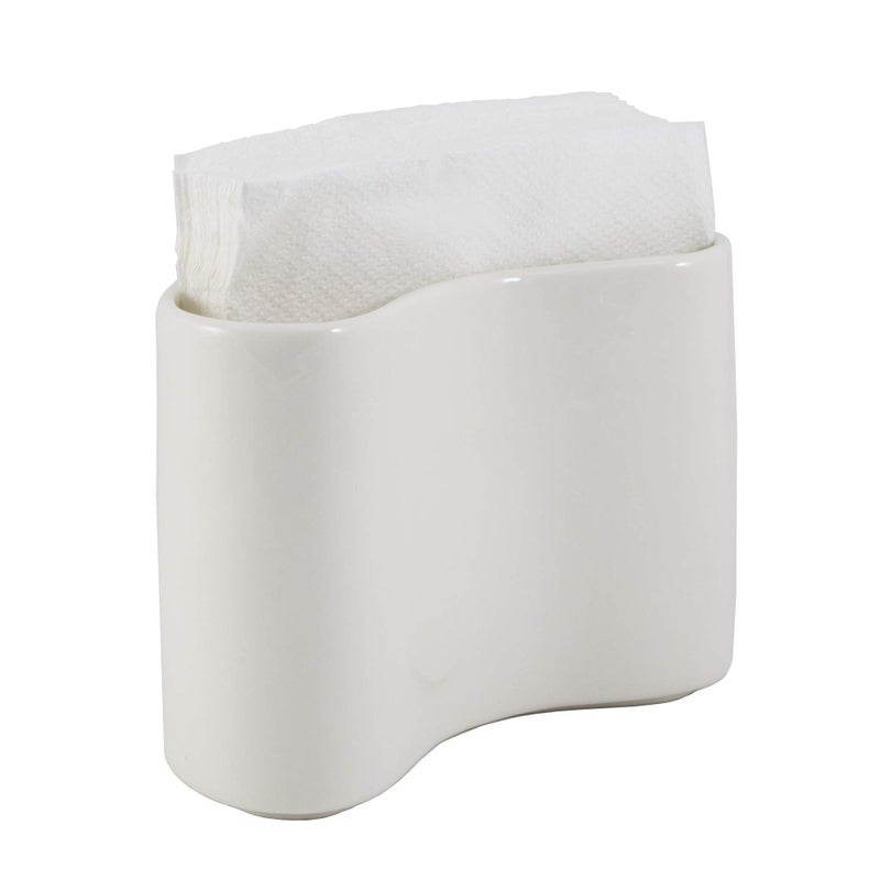 scarlettwares Scarlettwares Ceramic Napkin Holder For Table Kitchen Paper Linen Cloth Napkins Upright Stand Up Sturdy Stylish Modern Compact White Modern Farmhouse 