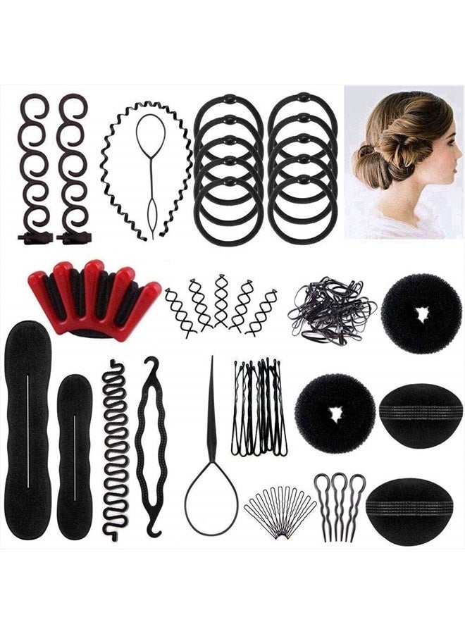 CestMall Winkeyes Hair Styling Set, Hair Design Styling Tools Accessories DIY Hair Accessories Hair Modelling Tool Kit Hairdresser Kit Set Magic Simple Fast Spiral Hair Braid Hair Braiding Tool (Type A- 25 set - Image 1