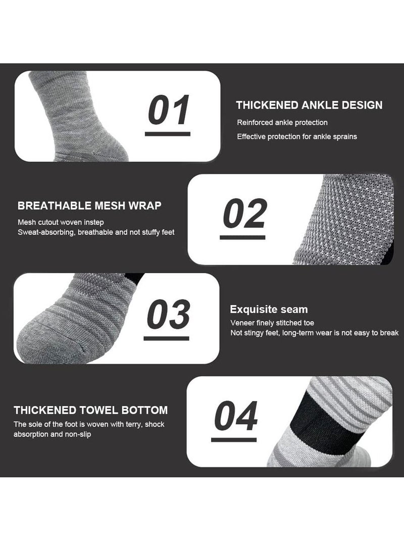 SYOSI Running Socks Mens Sports Socks Moisture Wicking Breathable Comfortable Thickened Towel Bottom Tube Socks Non-Slip Socks for Football Basketball Baseball Yoga Running Hiking Trekking 3 Pairs  - Image 3