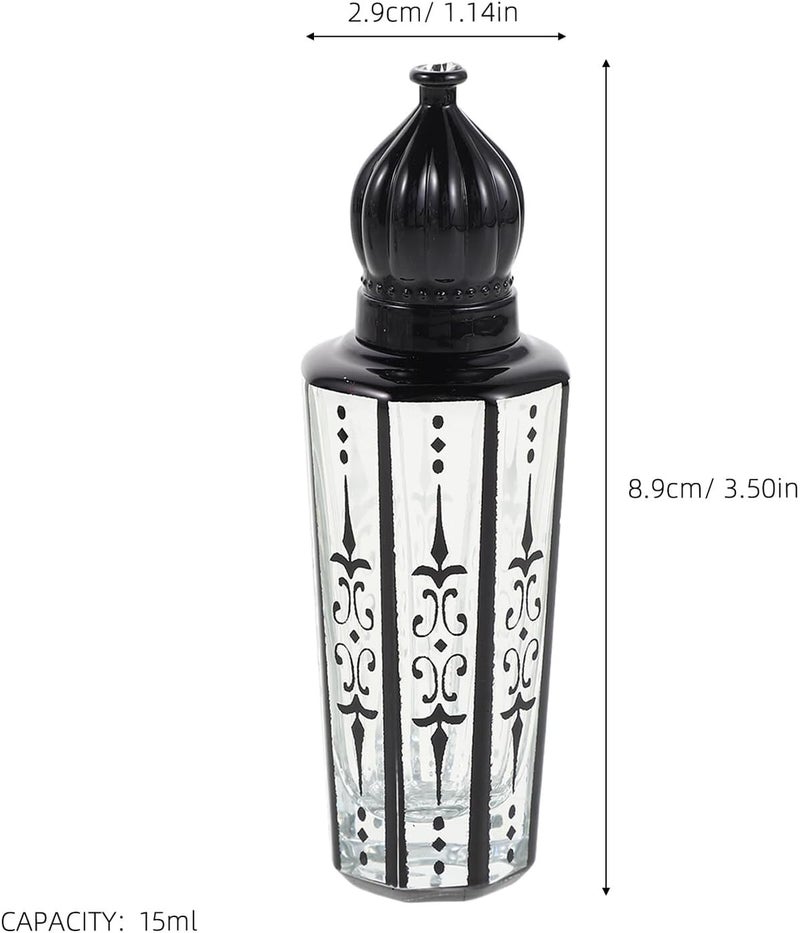 6pcs 15ml Glass Perfume Roller Bottles with Black Engraved Caps – Refillable Essential Oil Roll-on Bottles for Travel and Daily Use - Image 2