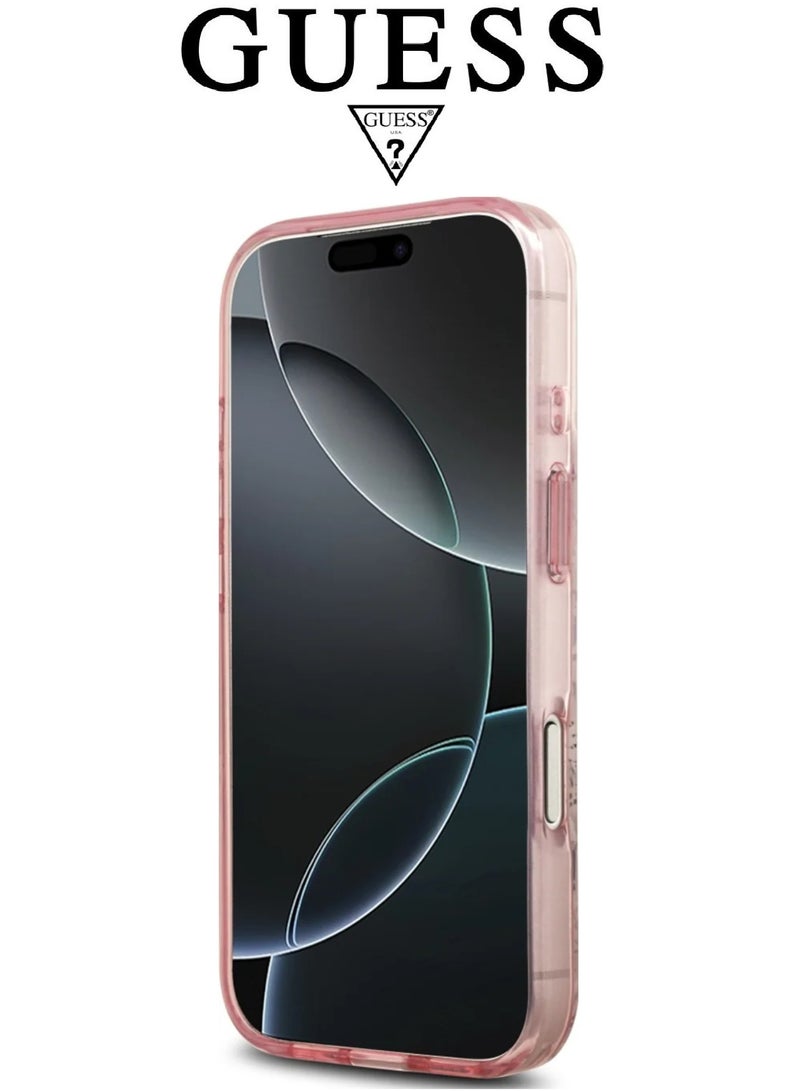 CG MOBILE iPhone 17 Pro Max silicone PU phone case in a stylish gradient Pink and Rose design with a premium texture. iPhone 17 Pro Max case supports MagSafe wireless charging. iphone 17 pro max back cover with back protection against impacts.  French-designed, elegant iphone 17 pro cover, certified in partnership with GUESS and CG MOBILE. Pink phone case. - Image 5