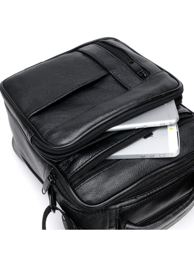 Black Men's Leather Crossbody Bag, Briefcase, Durable Business Shoulder Bag, Waterproof Computer Handbag, Large Capacity Shoulder Bag - Image 5