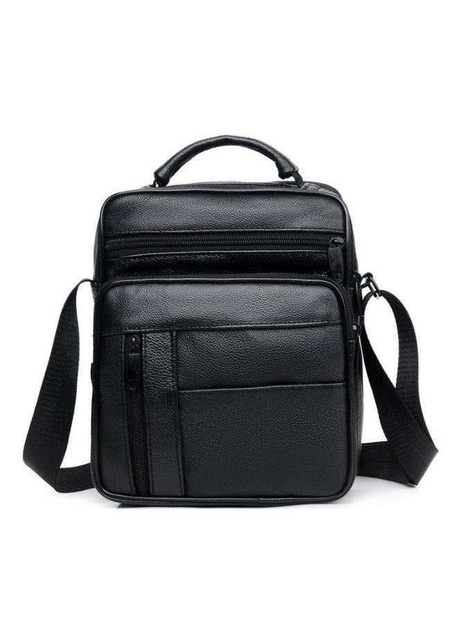 Black Men's Leather Crossbody Bag, Briefcase, Durable Business Shoulder Bag, Waterproof Computer Handbag, Large Capacity Shoulder Bag - Image 1
