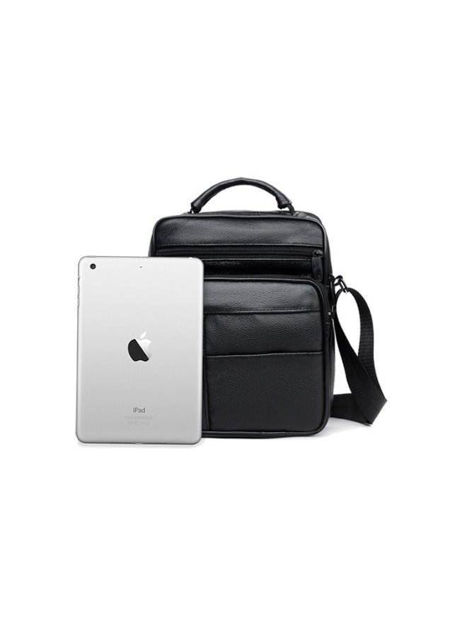 Black Men's Leather Crossbody Bag, Briefcase, Durable Business Shoulder Bag, Waterproof Computer Handbag, Large Capacity Shoulder Bag - Image 2