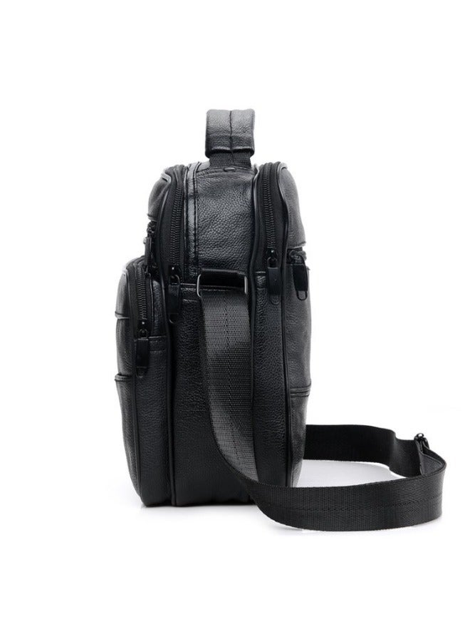 Black Men's Leather Crossbody Bag, Briefcase, Durable Business Shoulder Bag, Waterproof Computer Handbag, Large Capacity Shoulder Bag - Image 3
