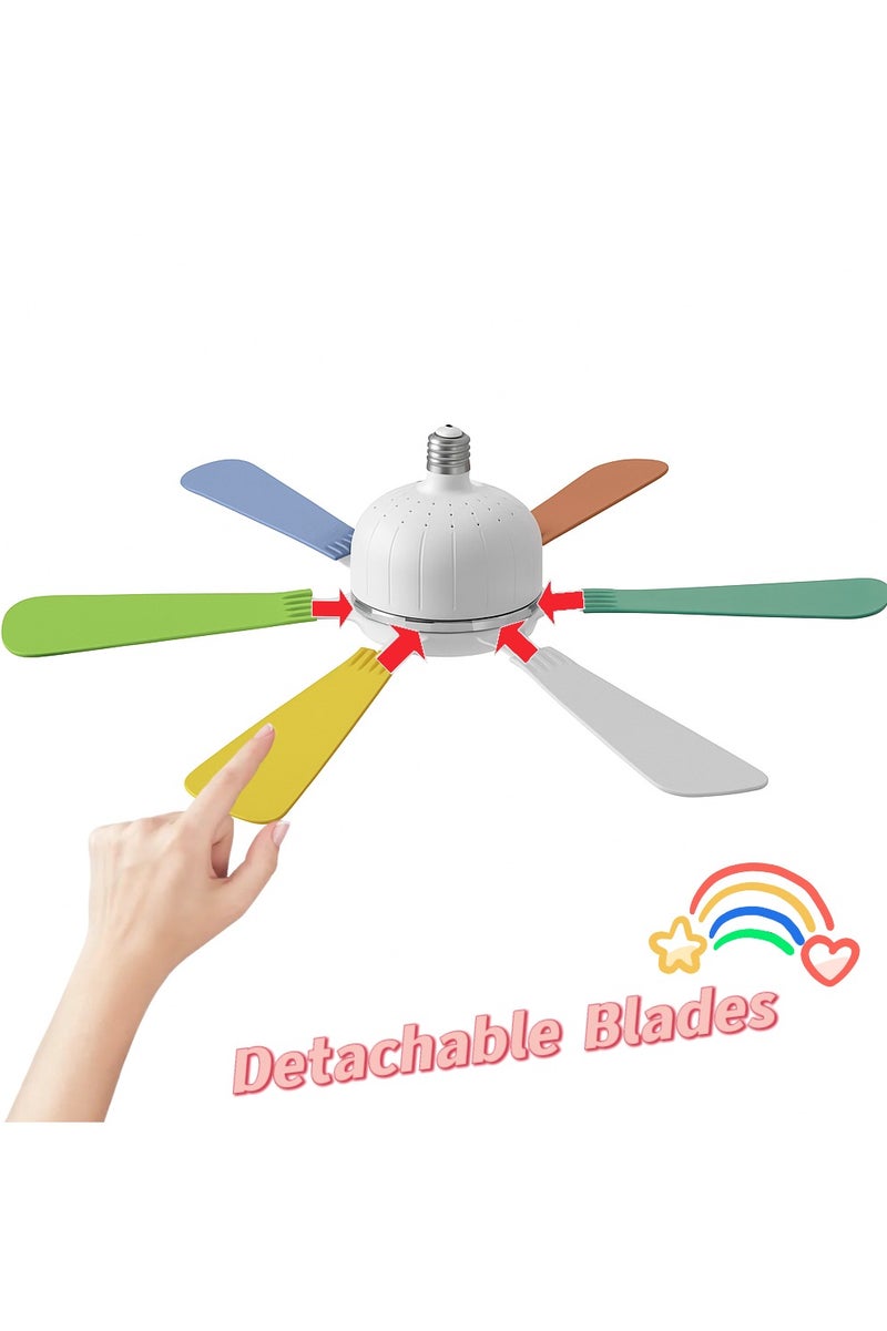 Ayeeb 18 Inch Ceiling Fan with Light, LED Flower Lamp Bulb 3CCT 40W Dimmable Light, E27 Base Easy Screw Mount, Portable Detachable 6 Blades 85V-265V World Travel Use, Chill Windy Smart Remote Control & Wall Switch, Breeze to Strong 3 Modes Cool Wind Adjustable Speed, 2H/4H Timing, CE certificate EU Standard Energy Saving, For Children's Room, Kitchen and more (Colorful Petal) - Image 5