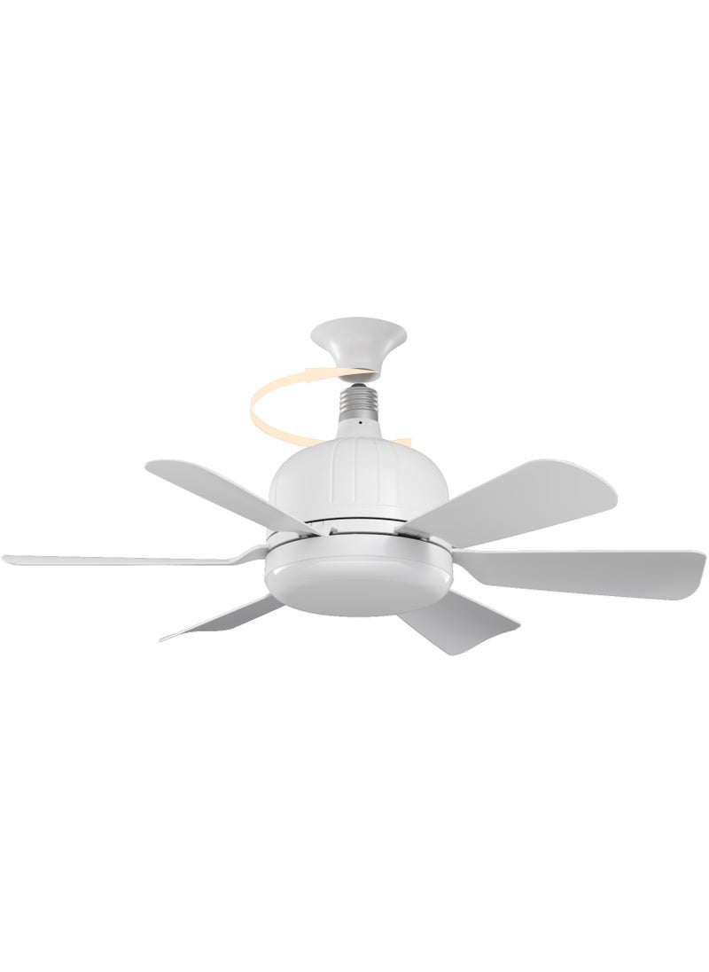 Ayeeb - Portable Ceiling Fan with Light 40W LED Flower Lamp Bulb 3CCT Dimmable, E27 Screw Easy Mount, Colorful Detachable 6 Blades 85V-265V World Travel Use,Smart Remote Control & Wall Switch 3 Wind Speed, 2H/4H Timing - Image 1