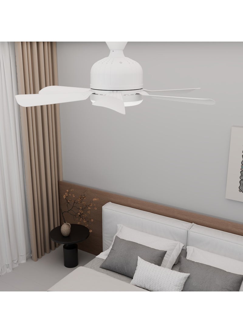 Ayeeb - Portable Ceiling Fan with Light 40W LED Flower Lamp Bulb 3CCT Dimmable, E27 Screw Easy Mount, Colorful Detachable 6 Blades 85V-265V World Travel Use,Smart Remote Control & Wall Switch 3 Wind Speed, 2H/4H Timing - Image 1