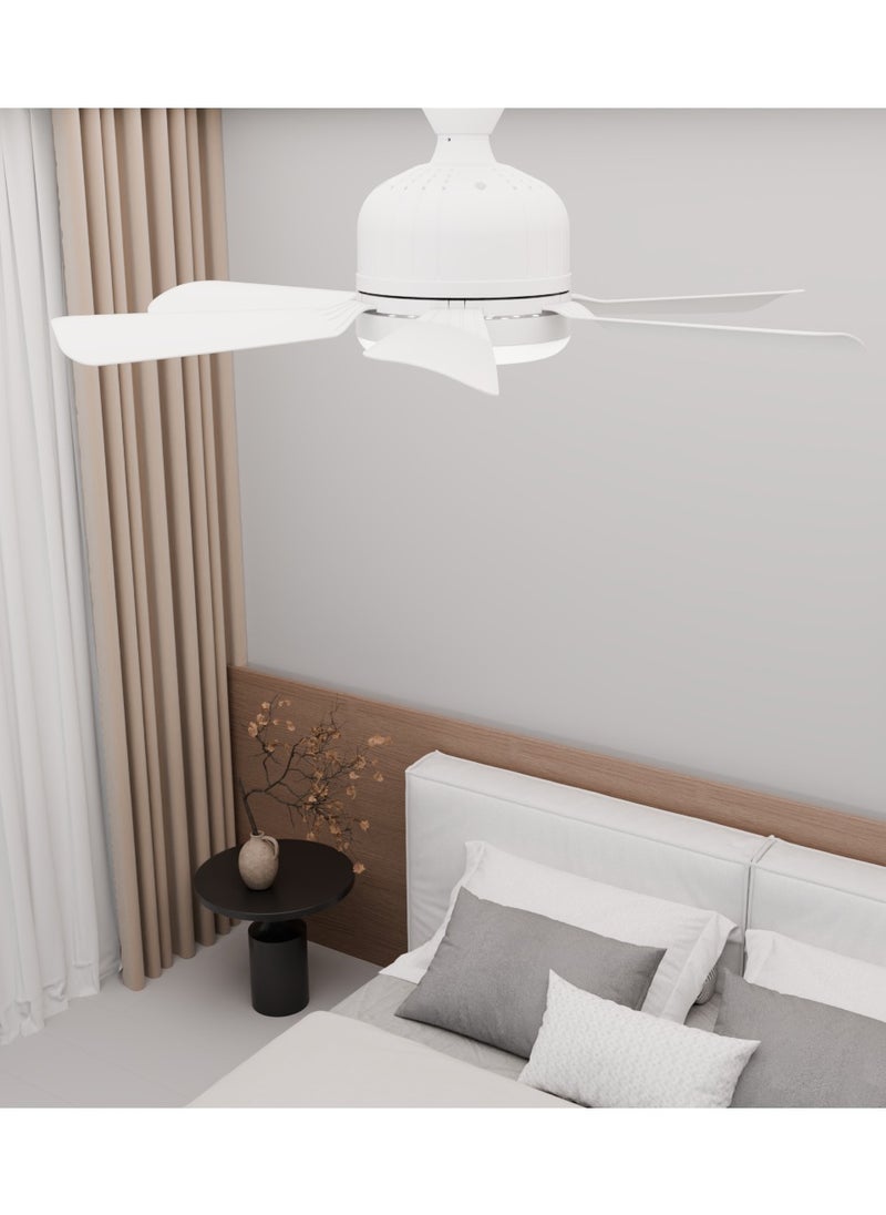 Ayeeb - Portable Ceiling Fan with Light 40W LED Flower Lamp Bulb 3CCT Dimmable, E27 Screw Easy Mount, Colorful Detachable 6 Blades 85V-265V World Travel Use,Smart Remote Control & Wall Switch 3 Wind Speed, 2H/4H Timing - Image 1