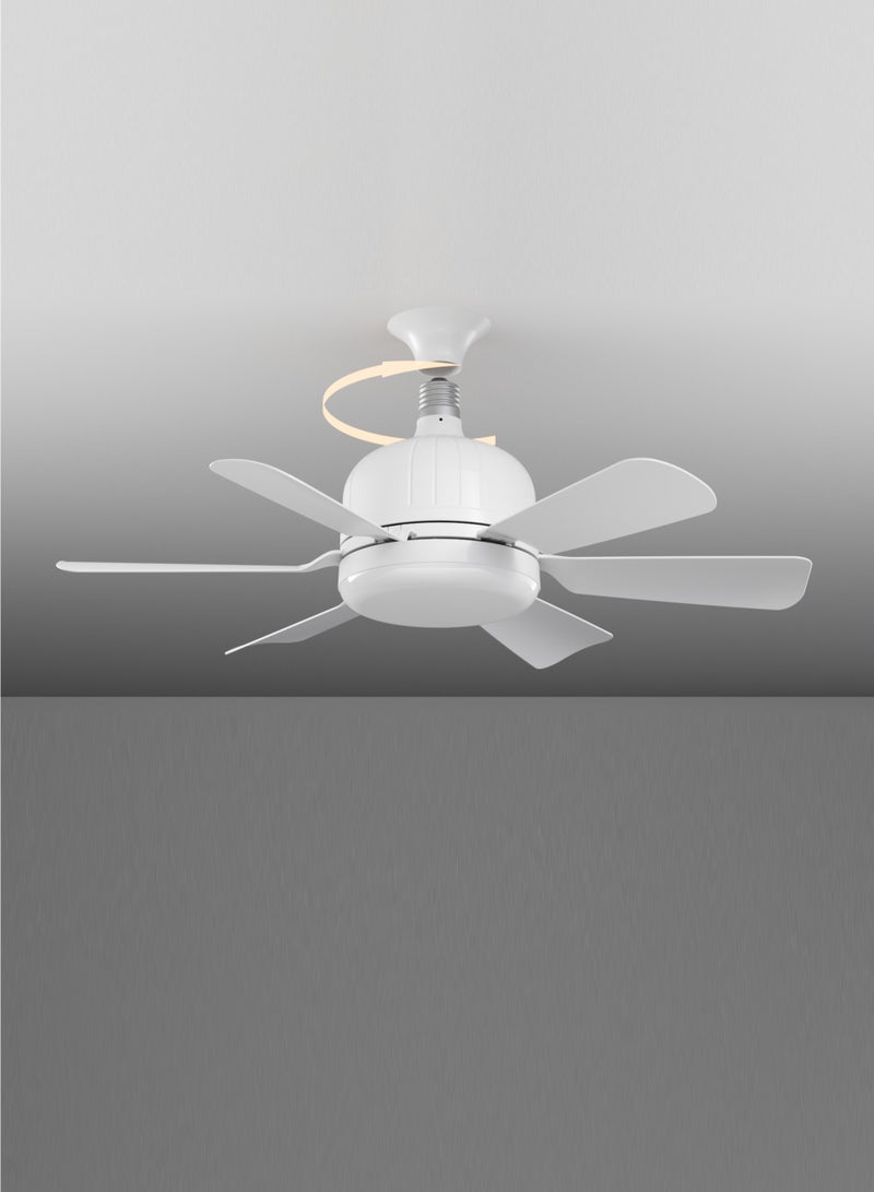 Ayeeb - Portable Ceiling Fan with Light 40W LED Flower Lamp Bulb 3CCT Dimmable, E27 Screw Easy Mount, Colorful Detachable 6 Blades 85V-265V World Travel Use,Smart Remote Control & Wall Switch 3 Wind Speed, 2H/4H Timing - Image 1