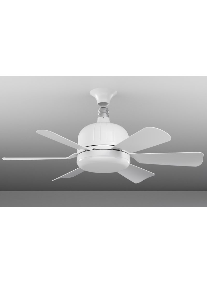 Ayeeb - Portable Ceiling Fan with Light 40W LED Flower Lamp Bulb 3CCT Dimmable, E27 Screw Easy Mount, Colorful Detachable 6 Blades 85V-265V World Travel Use,Smart Remote Control & Wall Switch 3 Wind Speed, 2H/4H Timing - Image 1