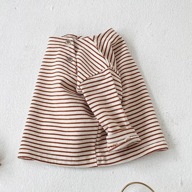 Ins Korean Style Children's Striped T-Shirt Spring and Autumn Baby Base Shirt Autumn Wear Baby Boys and Girls Pullover Base Shirt Top - Image 1