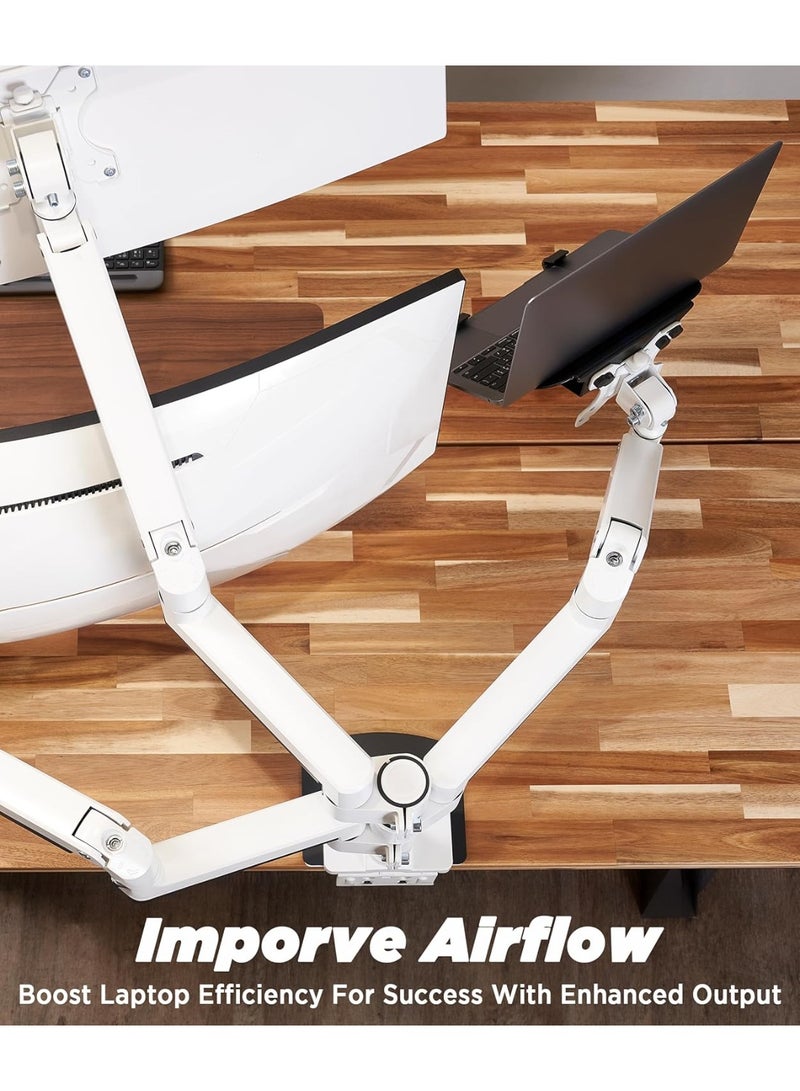 ULTRARM Laptop Tray Steel Notebook Holder for Monitor Arm Desk Mount Stand Fits VESA 75/100 Mounting Holes 13KGS Capacity with Vented Cooling Platform Smooth Laptop Access Design, Black, MAAC-L - Image 2