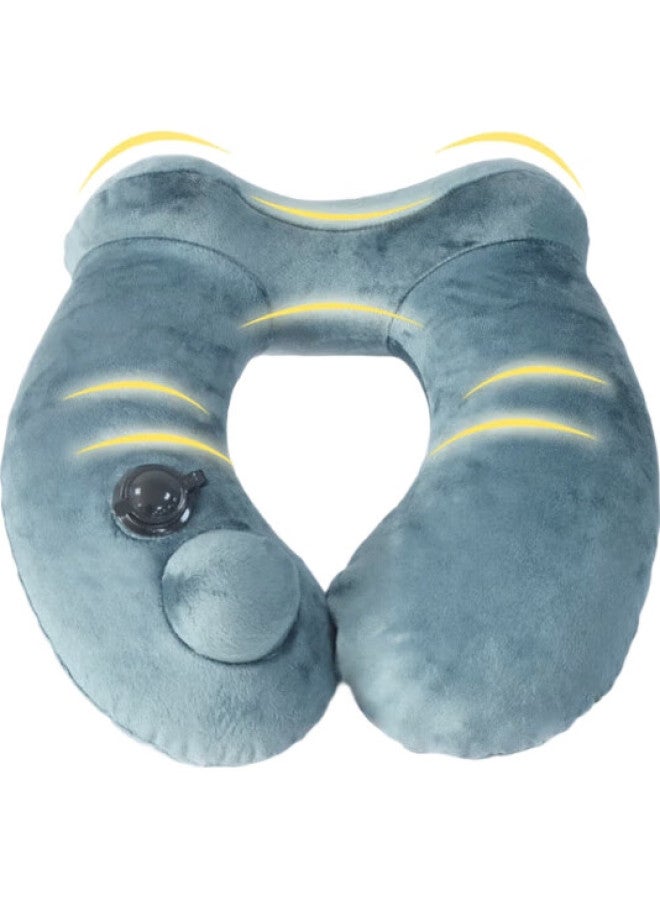Wellhouse Inflatable Pillow, Push-Type U-Shaped Neck Pillow Set Of Four, Airplane Travel Accessory, Gray - Image 1
