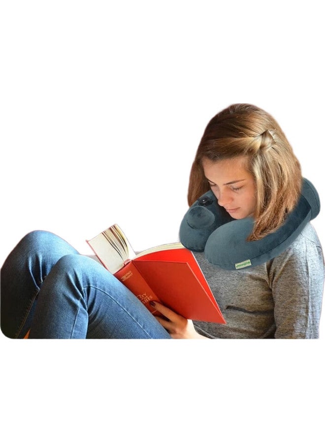 Wellhouse Inflatable Pillow, Push-Type U-Shaped Neck Pillow Set Of Four, Airplane Travel Accessory, Gray - Image 2