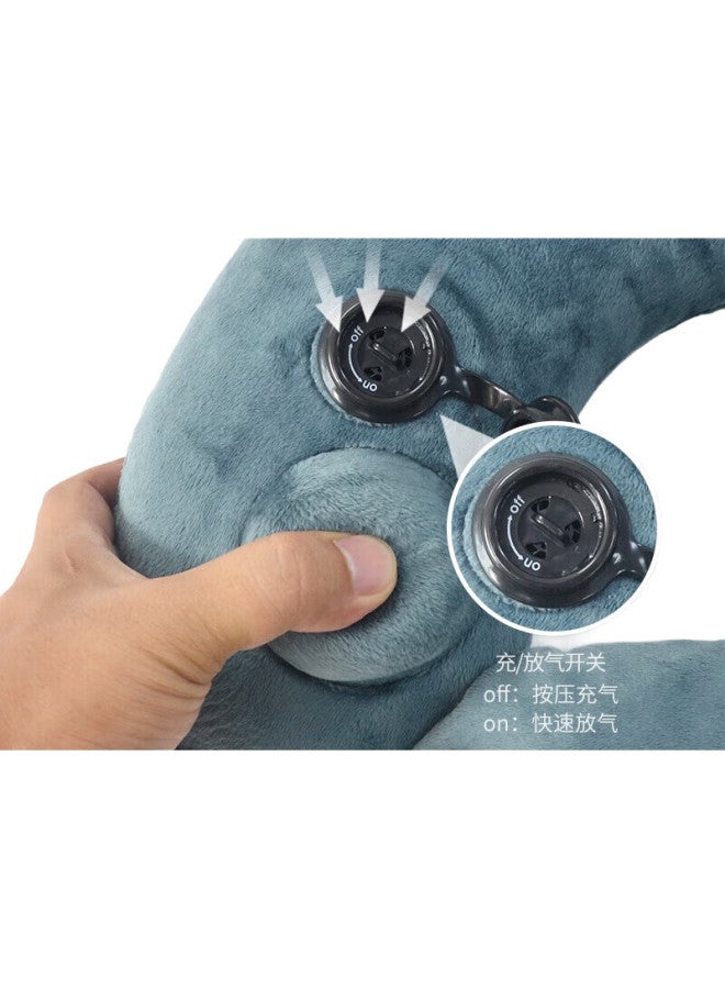 Wellhouse Inflatable Pillow, Push-Type U-Shaped Neck Pillow Set Of Four, Airplane Travel Accessory, Gray - Image 3