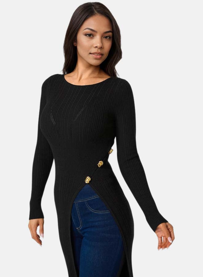 bebe Long Body Side Slit Sweater - Image 4