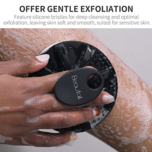 BEAUTAIL Silicone Body Scrubber, BEAUTAIL Shower Bath Scrubber, More Hygienic Than Traditional Loofah, Lather Nicely, Long Lasting, Gentle Exfoliating Brush for Women Men Baby Sensitive Skin, 1 Pack, Black - Image 3