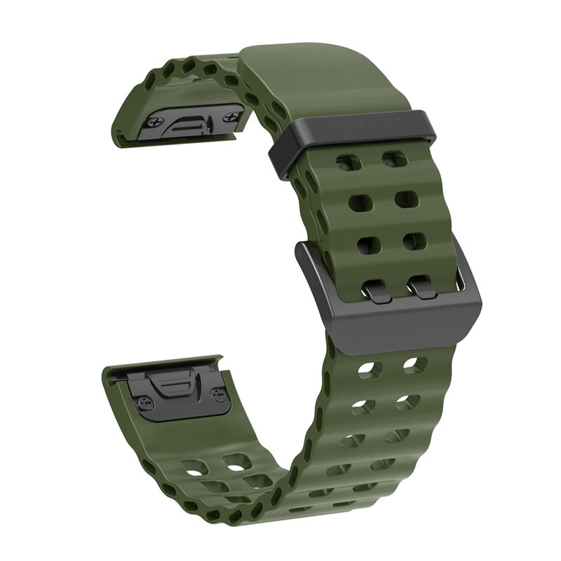 S-TOP For Garmin 22mm Ocean Quick Release Silicone Watch Band(Army Green) - Image 2