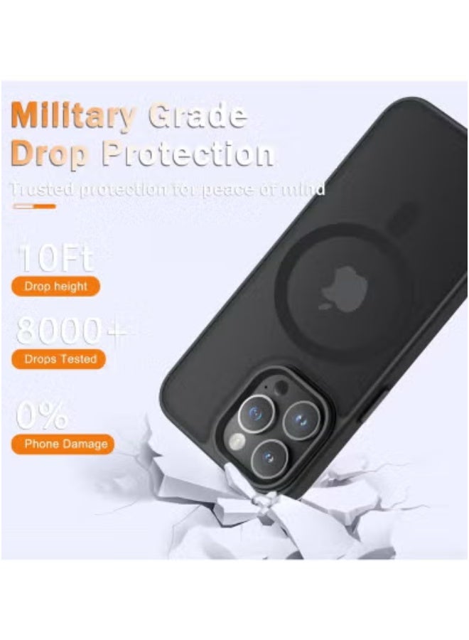 TIGER iPhone 13 Pro Max Case – Matte Magnetic Phone Cover with Built-in MagSafe Ring | Includes 1 Tempered Glass Screen Protector | Translucent Frosted Back | Slim Shockproof Full Body Protection | Drop-Resistant Anti-Scratch Design – Black – 6.7 Inch - Image 4