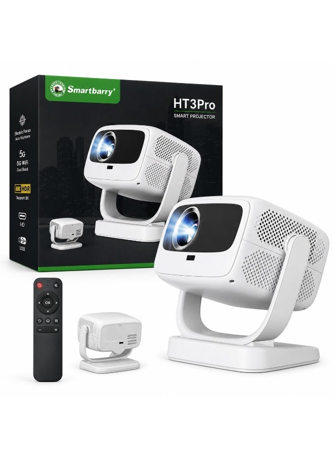 Smartberry HT3 Pro Smart Projector with Electric Focus, Auto Keystone Correction, 5G WiFi, 8K HDR Support, HD Portable Home Theater Projector, USB Multimedia Playback & Remote Control, White - Image 5