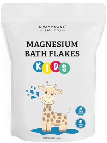 Aromasong Magnesium Flakes for Kids Bath 3 LB Resealable Bag Pure Dead Sea Salt Bath Flakes for Kids Toddlers Babies Gentle Calming Epsom Salt Alternative Soothing Bedtime Detox Soak - Image 1