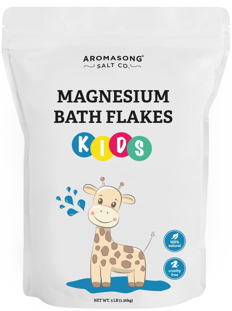 Aromasong Magnesium Flakes for Kids Bath 3 LB Resealable Bag Pure Dead Sea Salt Bath Flakes for Kids Toddlers Babies Gentle Calming Epsom Salt Alternative Soothing Bedtime Detox Soak - Image 2