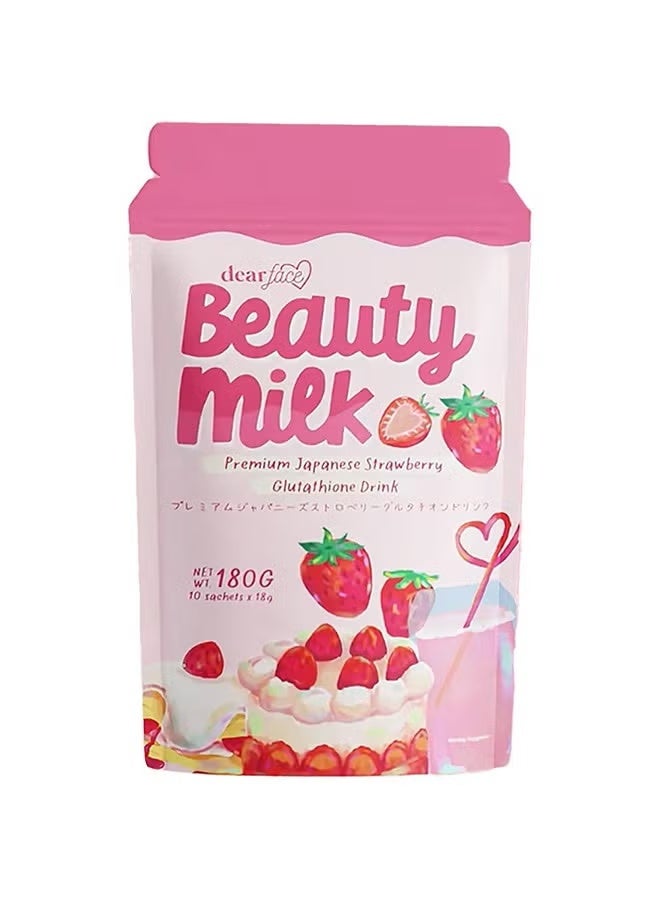dear face ‏‏Beauty Milk Premium Japanese Strawberry Glutathione drink 180g - Image 1